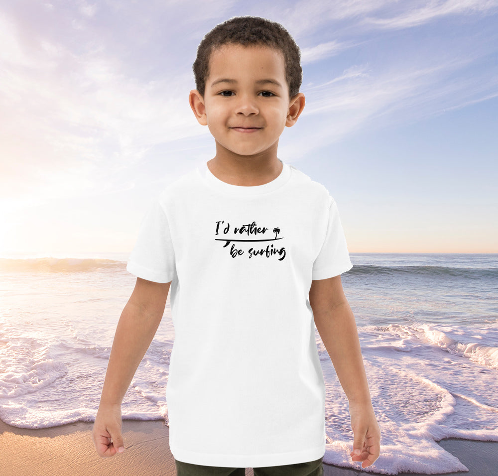 Organic cotton kids t-shirt - I'd rather be surfing - back to school