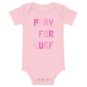 Pray for surf baby clothes - Pray for surf cross-stitch baby short sleeve baby bodysuit - perfect surf gift for the future surf baby