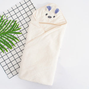 Cute white mouse hooded baby bath towel