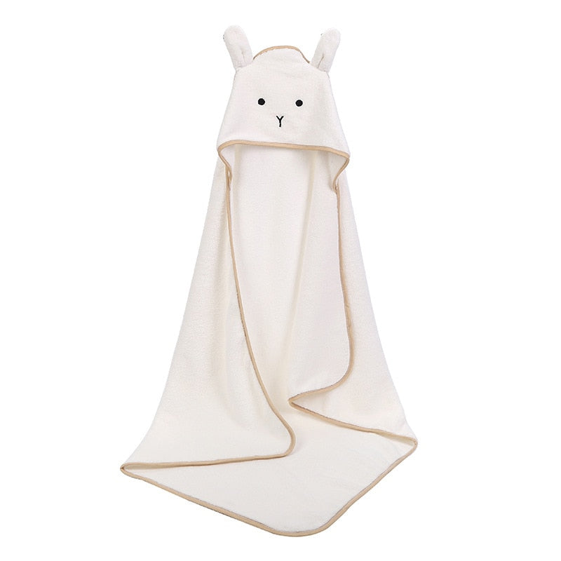 White bunny baby bath towel with hood - cute and comfortable