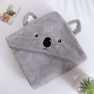 Koala bear baby bath towel with hood - soft and absorbent infant bath robe