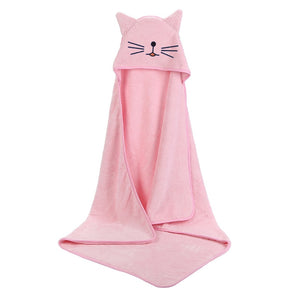 Pink cat baby bath towel for bath time for your little one