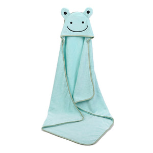 Frog baby bath towel with hood in green