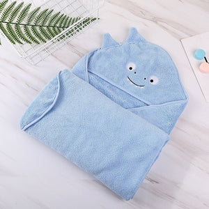 Hooded blue bath towel for baby