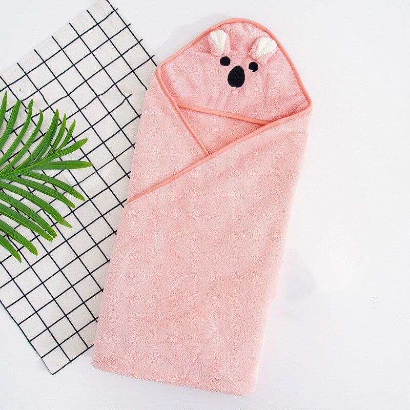 Pink mouse baby bath towel for infant bath time