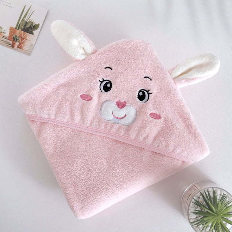 Pink bunny rabbit baby bath towel