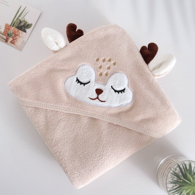 Deer hooded bath baby towel - soft and absorbent hooded baby bath towel with a cute deer hood