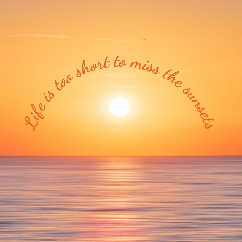 Life is too short to miss the sunsets quote tote bag