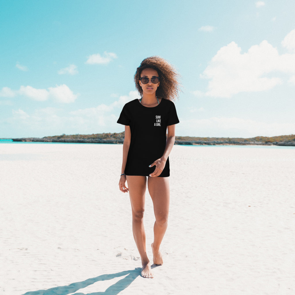 Women's fitted eco tee - surf like a girl
