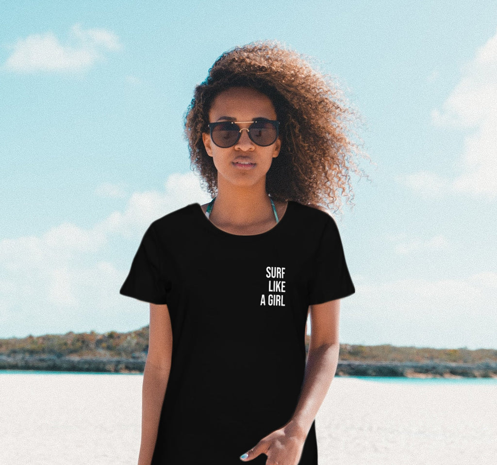 Women's fitted eco tee - surf like a girl