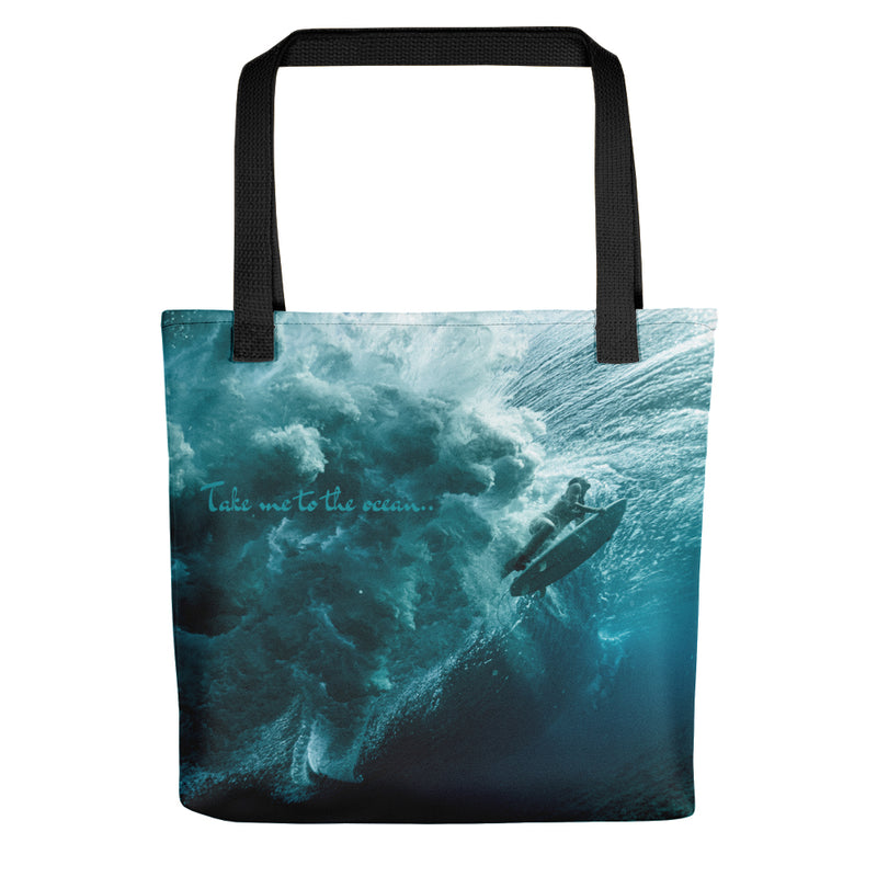 Wave surf tote bag - Take me to the ocean duck-dive surf tote bag