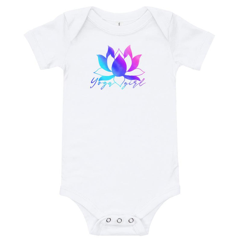Rainbow lotus yoga girl baby romper