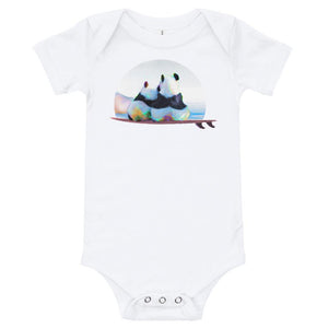 Surf panda baby clothes - Panda surf love - baby romper / bodysuit <3