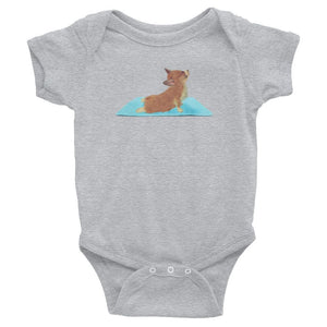 Yoga corgi baby romper / bodysuit / similar to onesie. Upward dog corgie <3