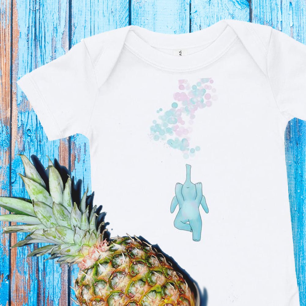 Elephant yoga baby clothes - Bubble yoga - elephant fun baby romper