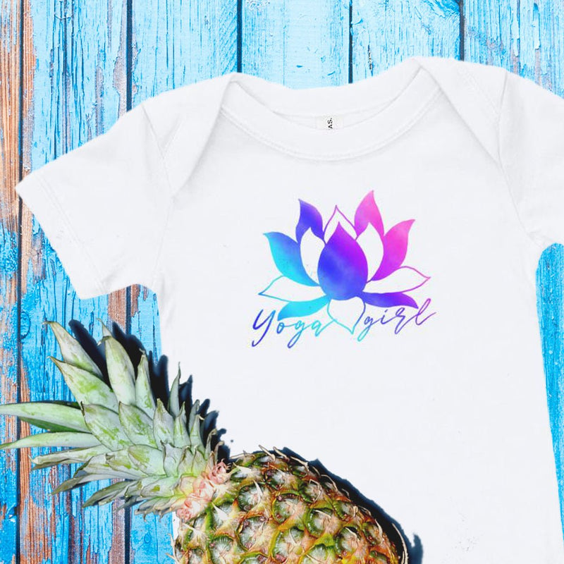 Rainbow lotus yoga girl baby romper