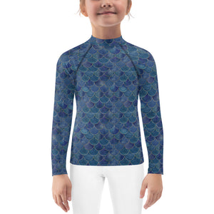 Mermaid child rash guard - Gold and blue mermaid Kids Rash Guard