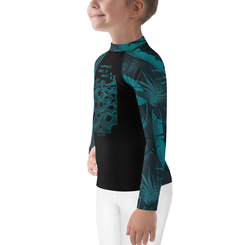 Happiness comes in waves Kids Rash Guard