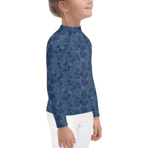 Mermaid child rash guard - Gold and blue mermaid Kids Rash Guard