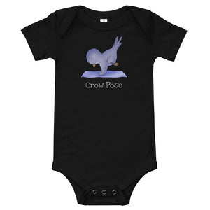 Crow pose baby bodysuit in black - Crow pose baby romper / baby bodysuit / like onesi. Yoga inspired baby clothing