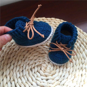 Boho white baby booties in blue <3