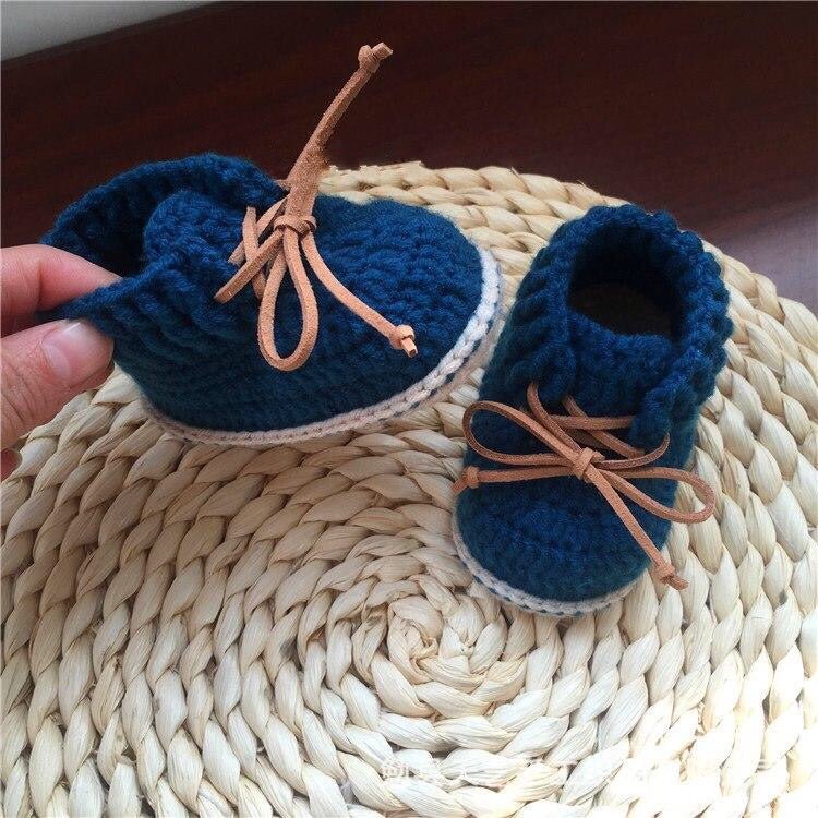 Boho white baby booties in blue <3