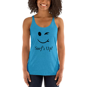 Surfboard smiley shirt in blue - Surfboard smiley - Women's Racerback Tank