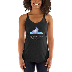 Yoga penguin top - Yoga turns a frown upside down. - Women's Racerback Tank