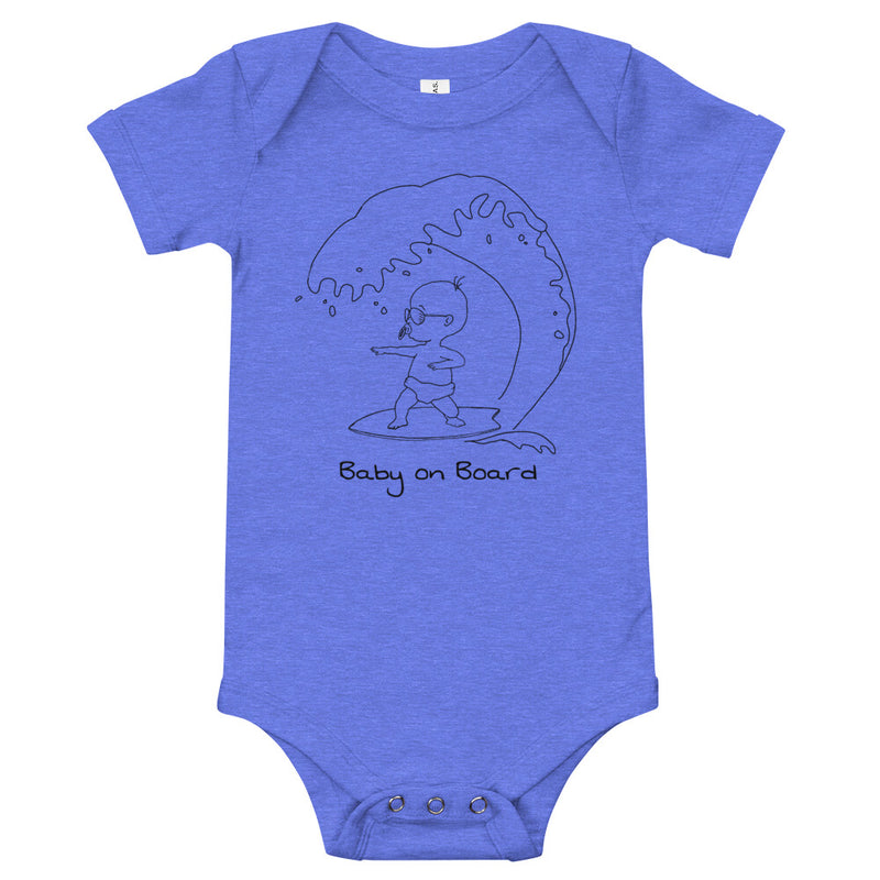 Baby on board baby surf bodysuit in blue