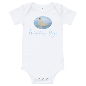 Winter yoga baby clothes - White - Winter Yoga - Seal Yogi baby romper / bodysuit / similar to onesie