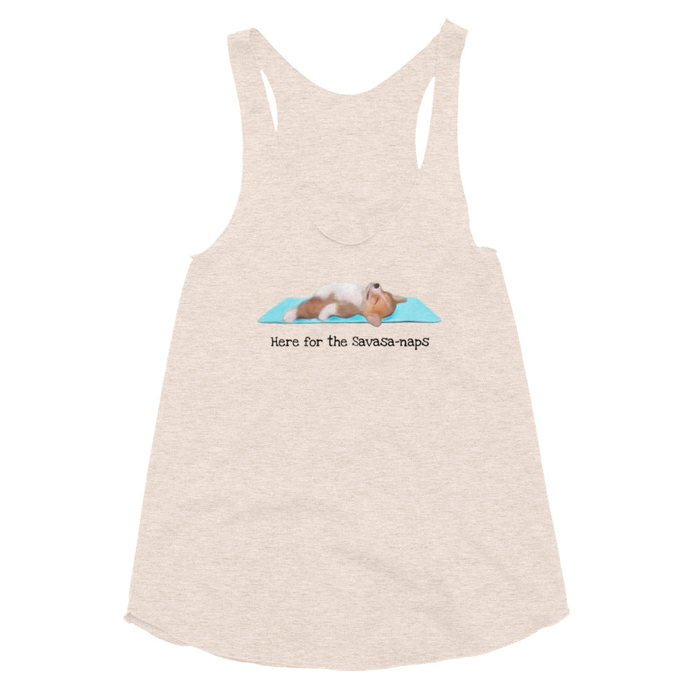 Here for the Savasa-naps corgi yoga tri-blend tank top <3