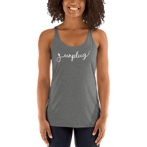 Unplug - Gentle Reminders - White text -  Women's Racerback Tank