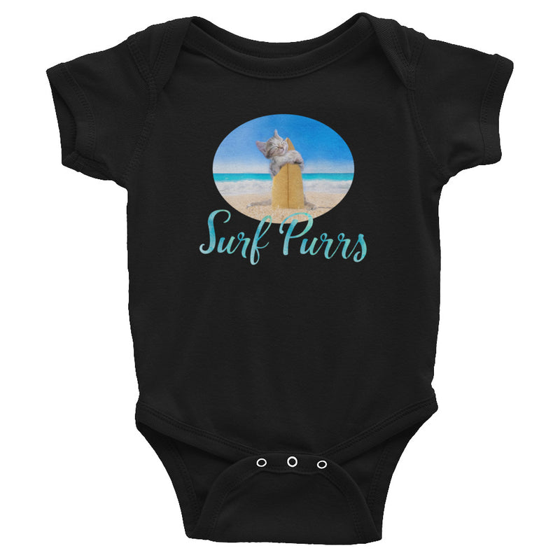 Surf purrs kitten surf romper. Baby surf, similar to onesie, baby surfer romper. Baby surfer.