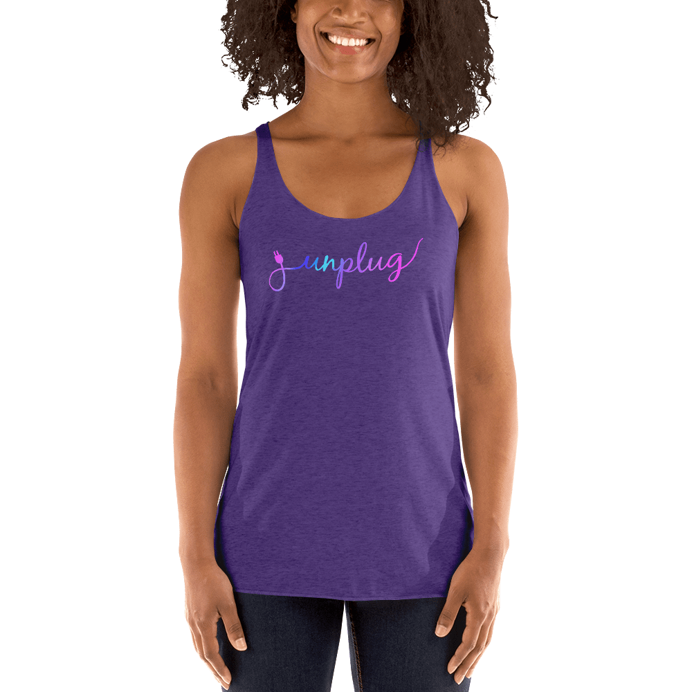 Unplug women clothes - Unplug - Gentle Reminders - Rainbow Colour - Women's Racerback Tank