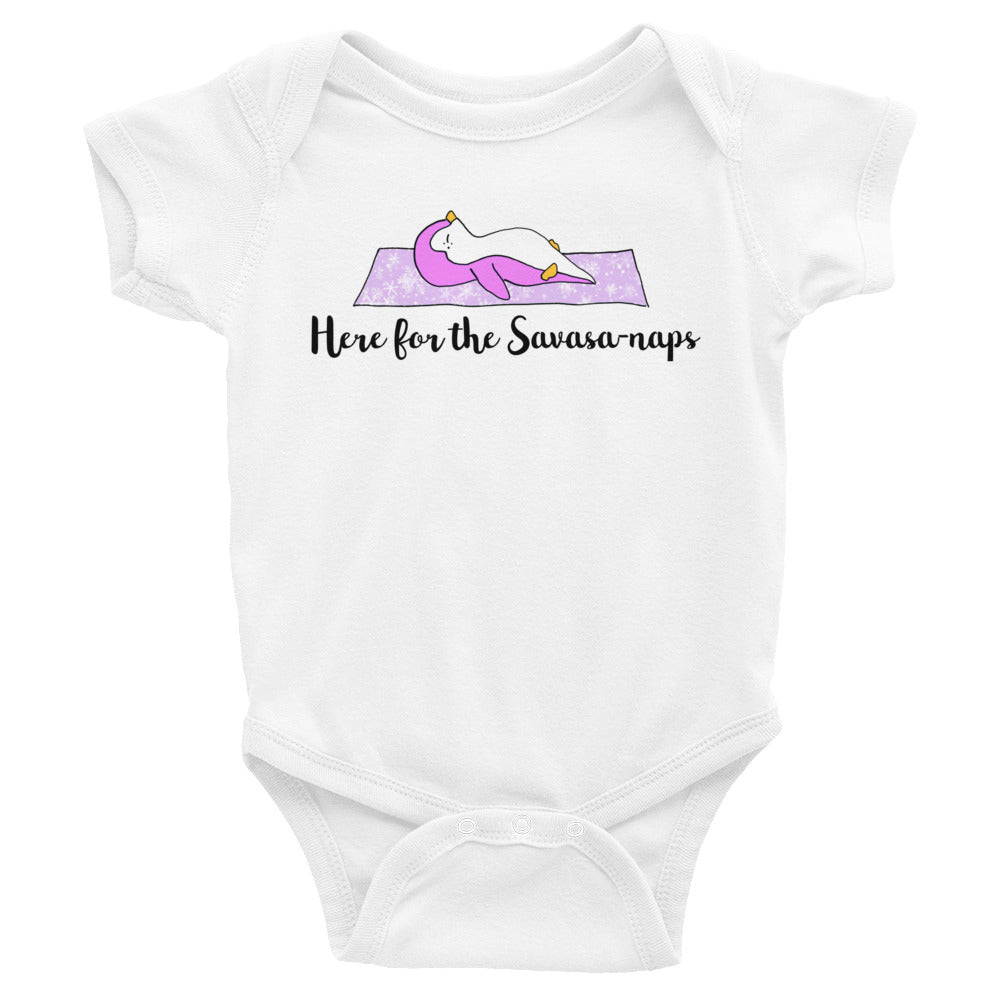 Here for the Savasa-naps baby yoga romper / – Surfersandyogis