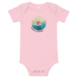 Pink surfer baby girl bodysuit for baby surfer - Always Overhead baby bodysuit