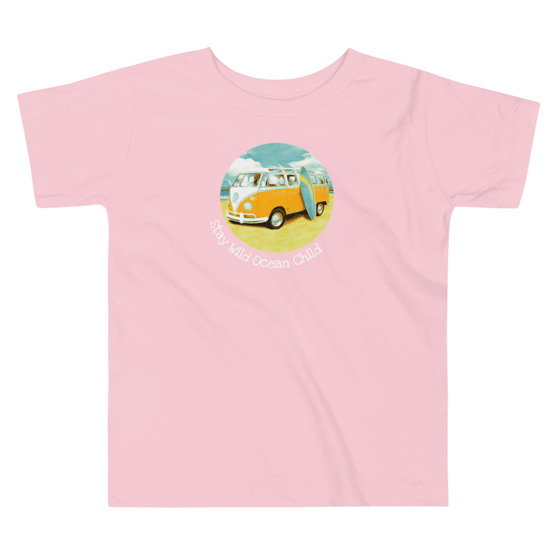 Stay Wild Ocean Child toddler t-shirt with surf van and surf board