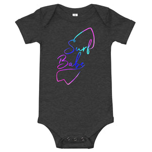 Surf babe baby romper for future surfers! Great gift for the surf parents! Grom gift.