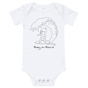 Baby on Board baby surf bodysuit in white