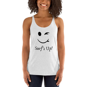 Surfboard smiley shirt in white - Surfboard smiley white tank top