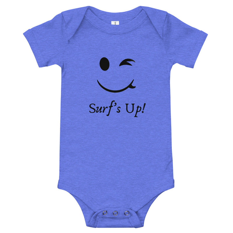 Surfboard smiley baby clothes - Surfboard smiley baby onesie in blue