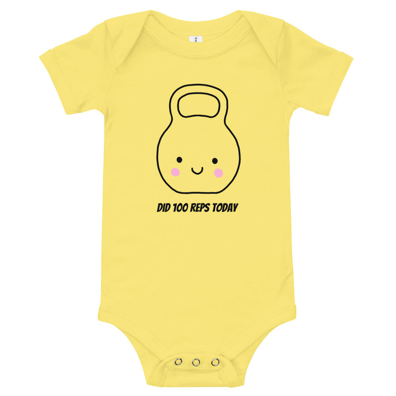 Crossfit and weight lifting baby clothes in yellow - Mom positivity baby bodysuit - Weight training mom - crossfit mom - bodysuit / babygrow / romper