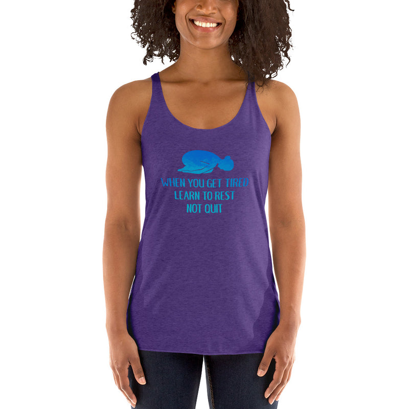 Rest don't quit shirt in blues - Women's Racerback Tank