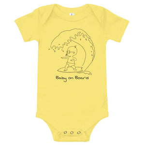 Baby on Board baby surf bodysuit in yellow