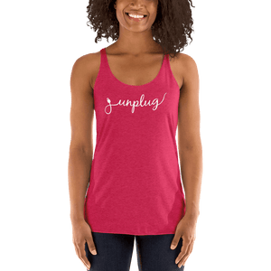 Unplug - Gentle Reminders - White text -  Women's Racerback Tank