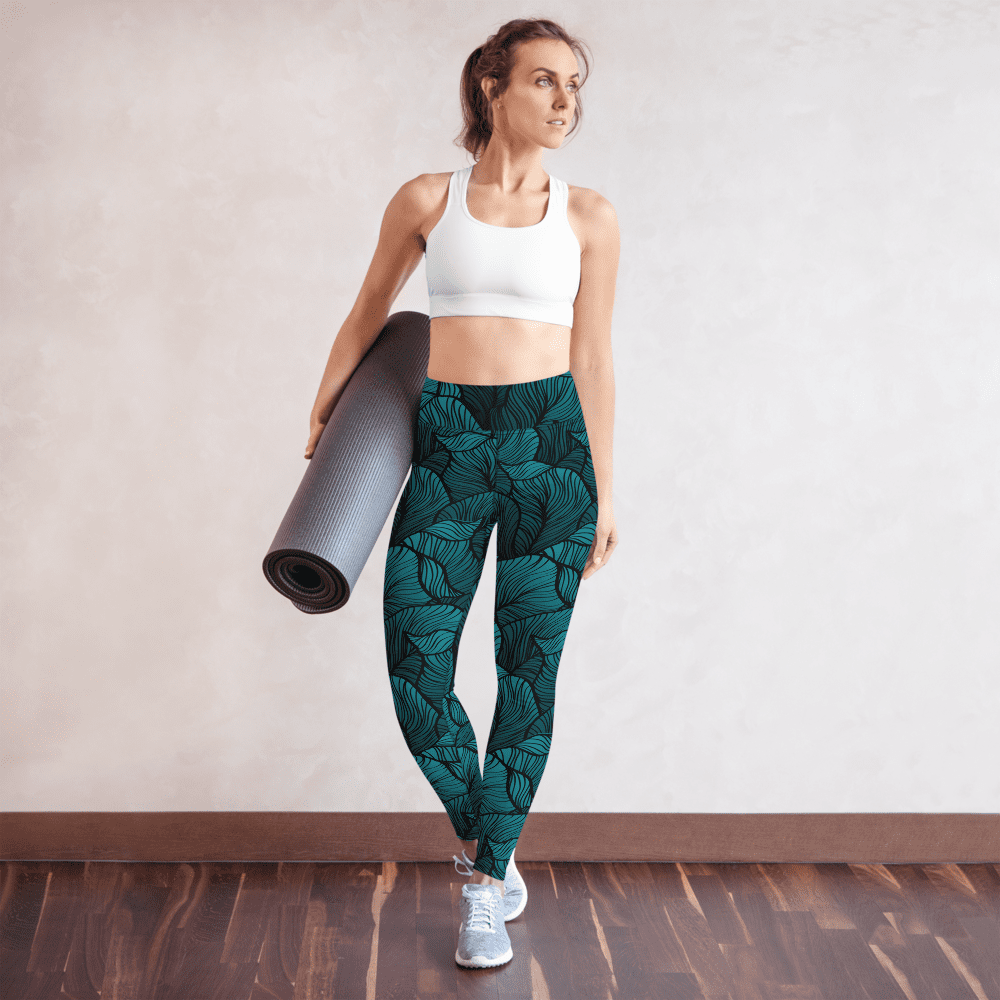 Exotic leaves yoga pants - Gentle leaves yoga pants - for nature yogis <3