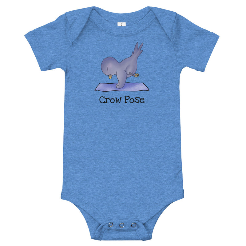 Crow pose baby bodysuit - in blue - Crow pose baby romper yoga inspired clothing