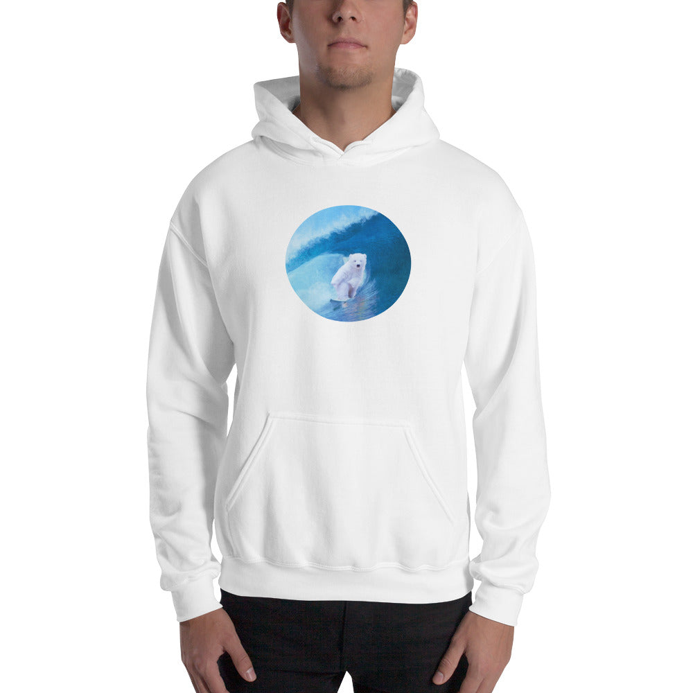 Cool water surfing hoodie in white - Cool bear surfing Hooded Sweatshirt