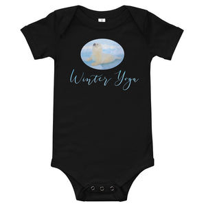 Winter yoga baby clothes in black - Winter yoga baby seal bodysuit for babies