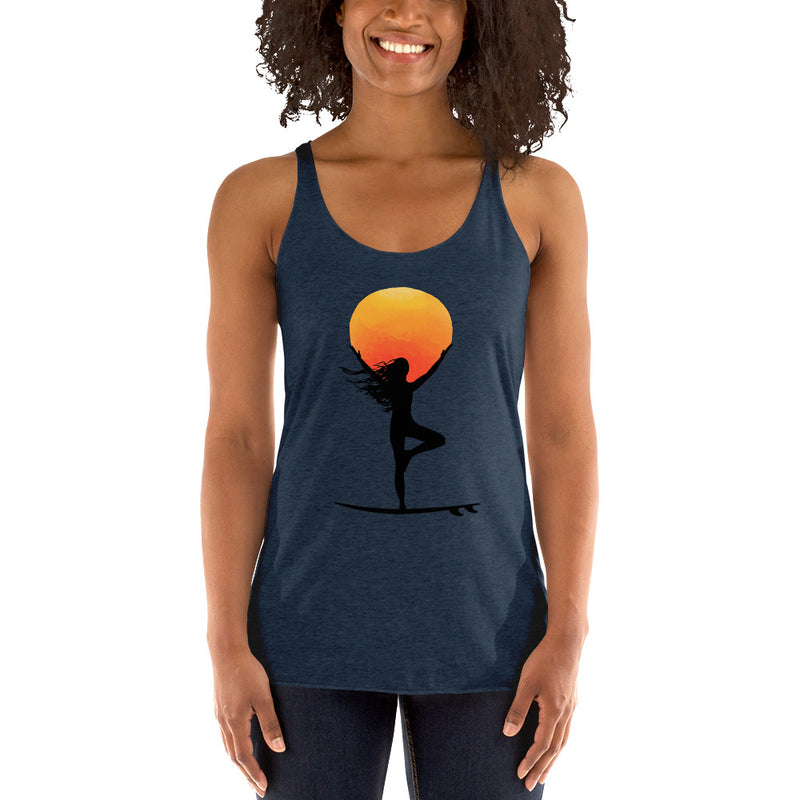 Surfer and yogi tree pose reaching for the sun - for the surf and yoga fanatic! - Great gift!